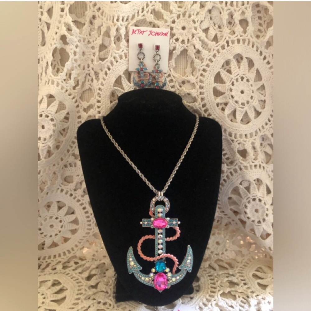 Betsey Johnson Multicolor Anchor Necklace Set